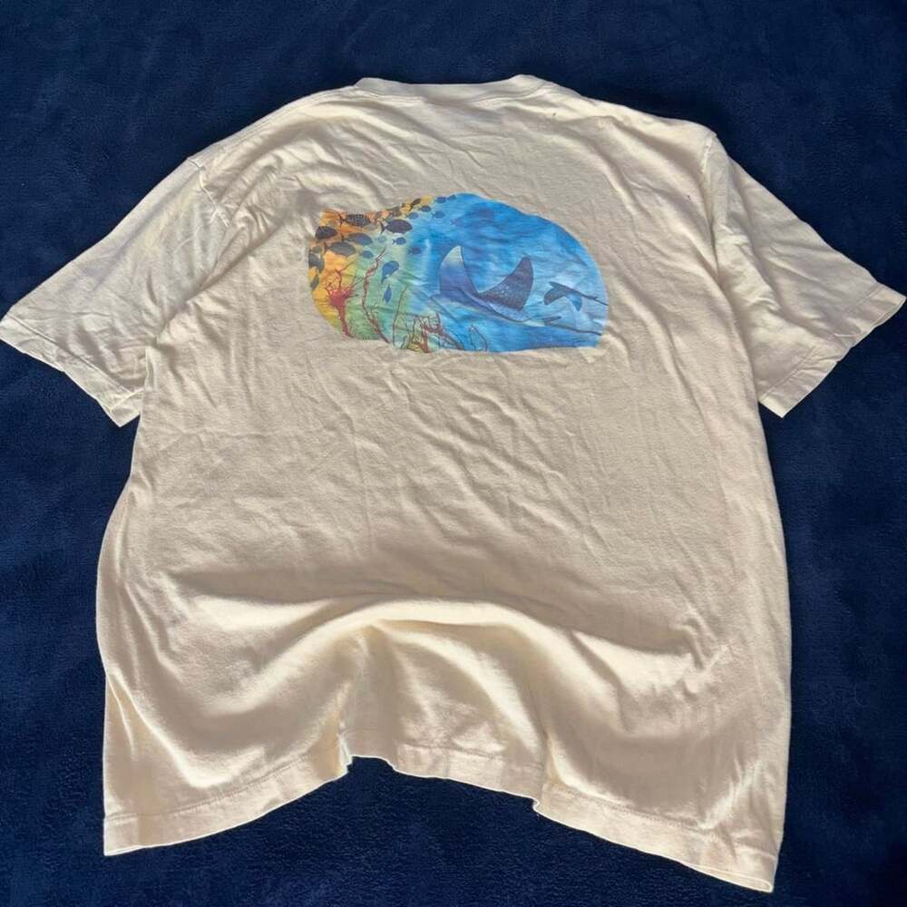 Sportswear Vintage 1975 Stingray T-Shirt XL Beige Cotton Pocket Tee